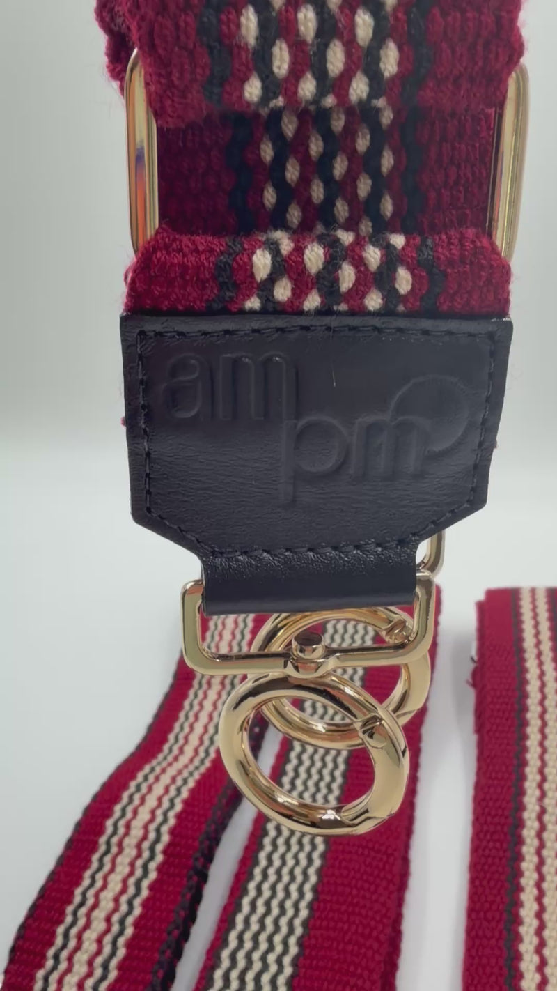 AMPMsis Handwoven Wayuu Bag Strap - Premium Adjustable Edition Burgundy Black