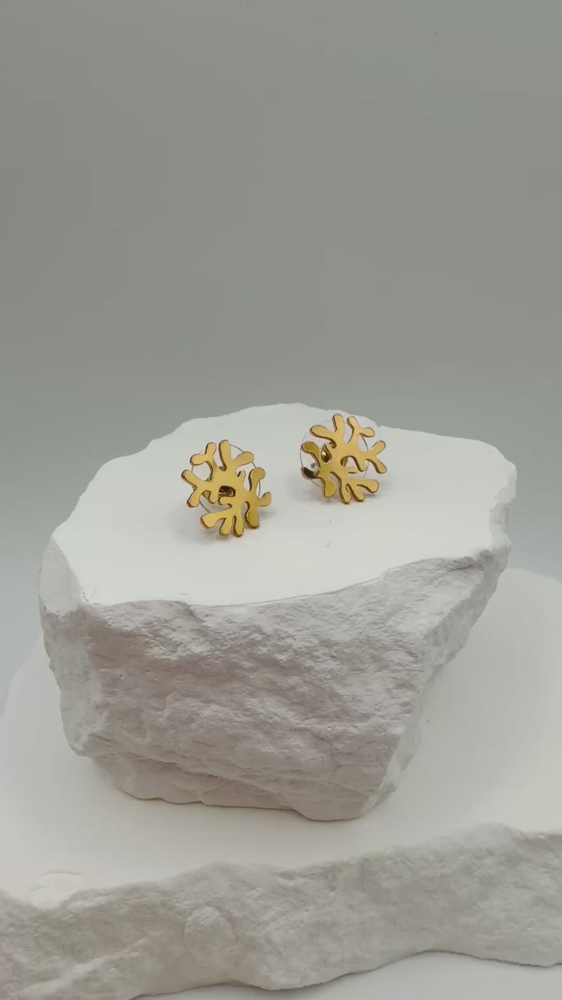 Stud Gold Earrings Jewelry Mini Coral Reef– 24k Gold Plated - Artisan Made - Unique Colombian Statement