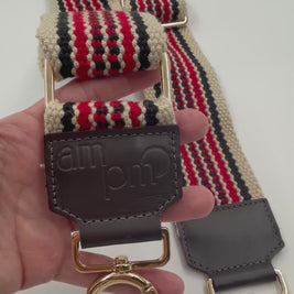 AMPMsis Handwoven Wayuu Bag Strap - Premium Adjustable Edition Red Black & Neutral Edge