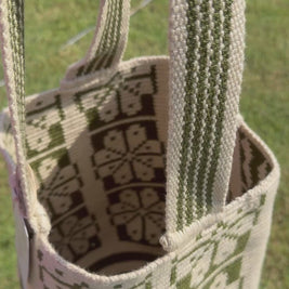 Wayuu Green Mochilón Large Tote Bag – Handwoven Floral Bag from Colombia