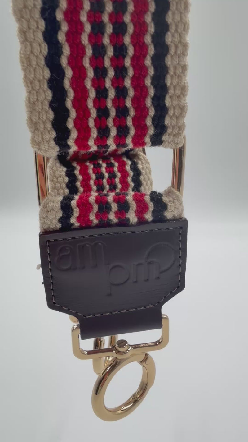 AMPMsis Handwoven Wayuu Bag Strap - Premium Adjustable Edition Red Black & Neutral Edge 