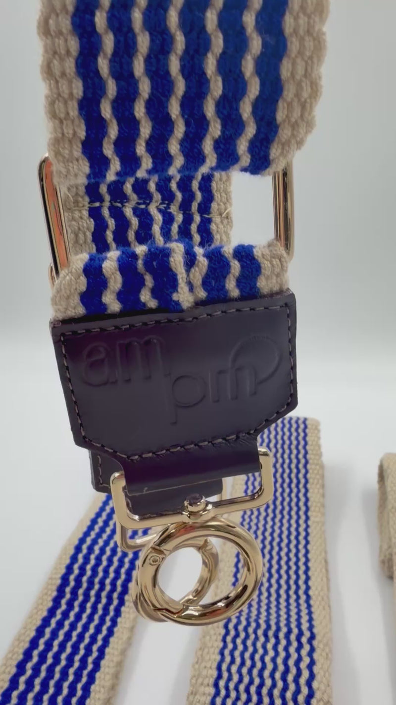 AMPMsis Handwoven Wayuu Bag Strap - Premium Adjustable Edition Blue & Neutral