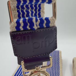 AMPMsis Handwoven Wayuu Bag Strap - Premium Adjustable Edition Blue & Neutral